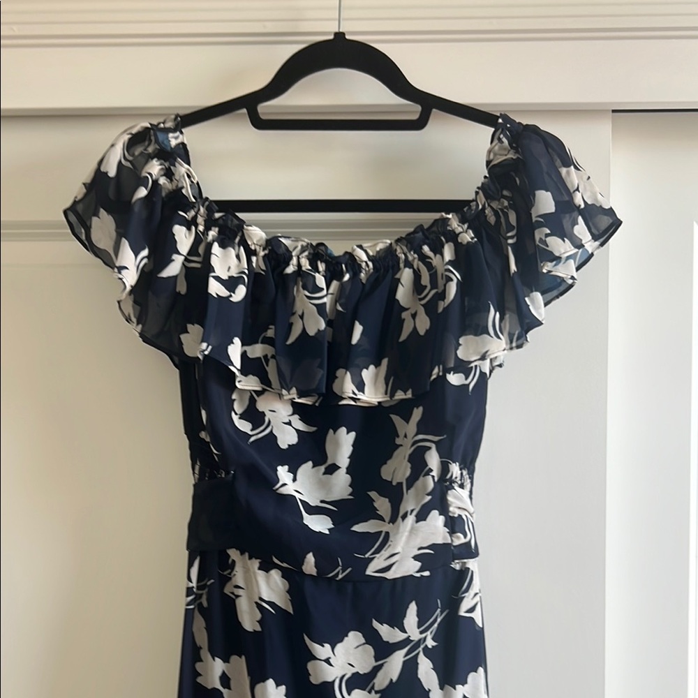 Sachin + Babi Navy and White Ruffle Dress